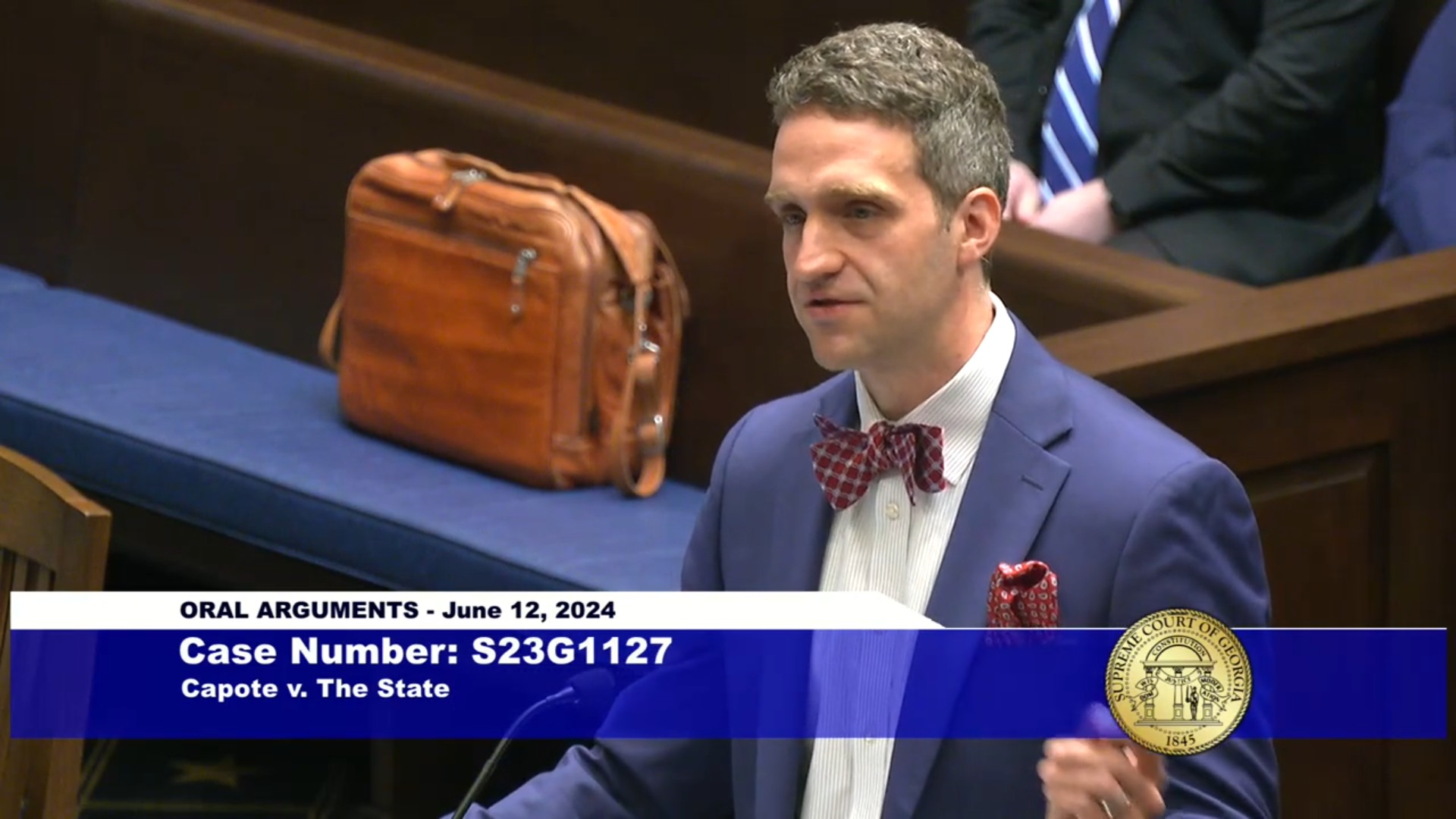 Attorney presenting oral arguments in Georgia Supreme Court